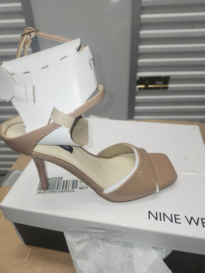 Nine West Devans Dress Sandals, Medium Natural Patent, Size 6M