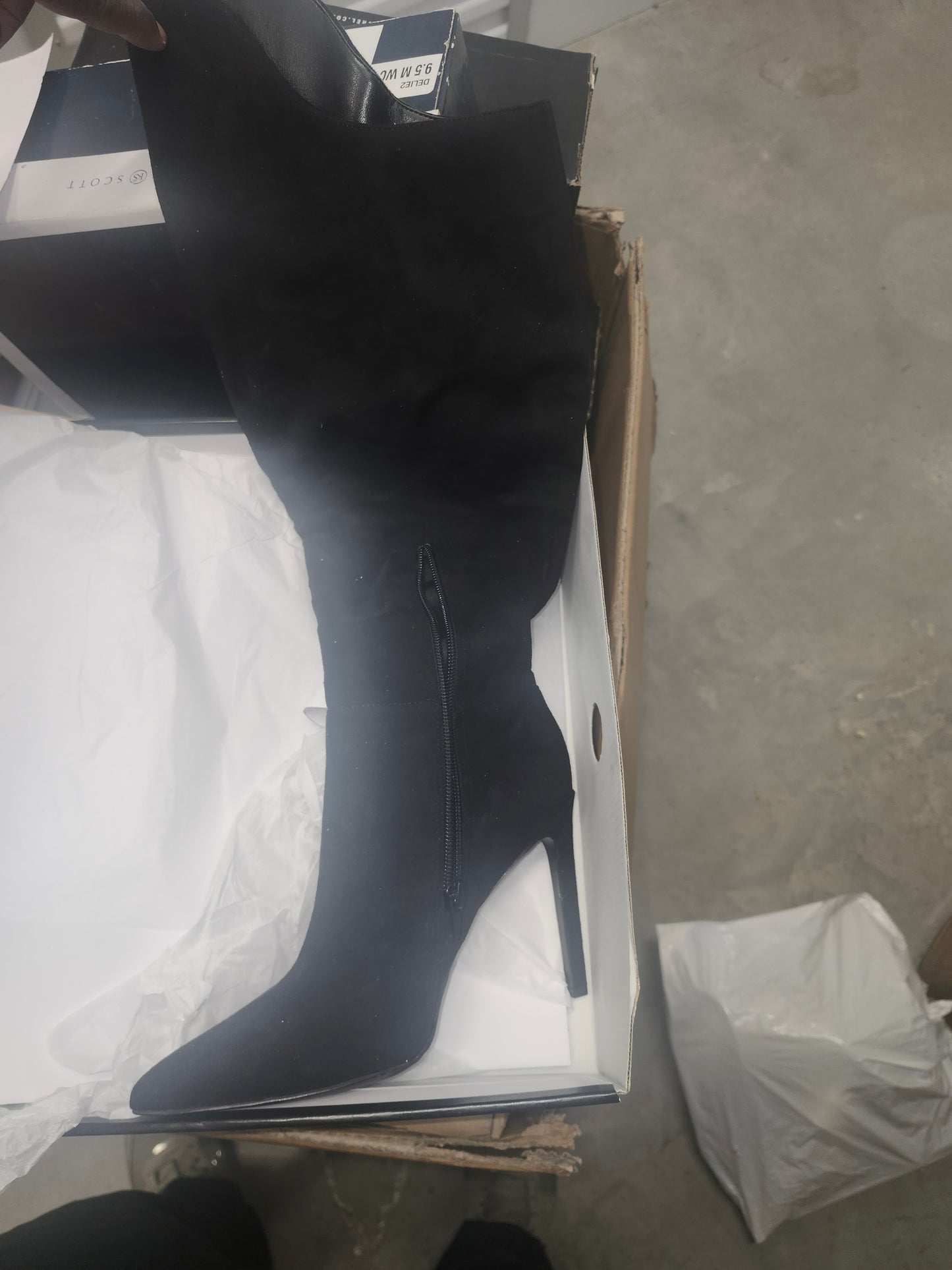 Nine West Telena Suede Knee-High Boots, Black, Size 7.5 M