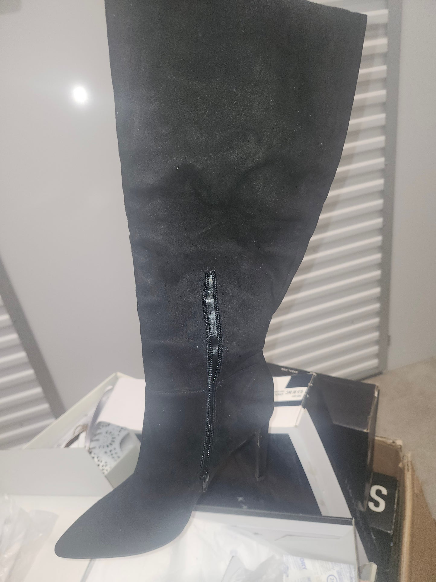 Nine West Telena Suede Knee-High Boots, Black, Size 7.5 M