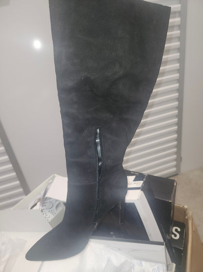 Nine West Telena Suede Knee-High Boots, Black, Size 7.5 M