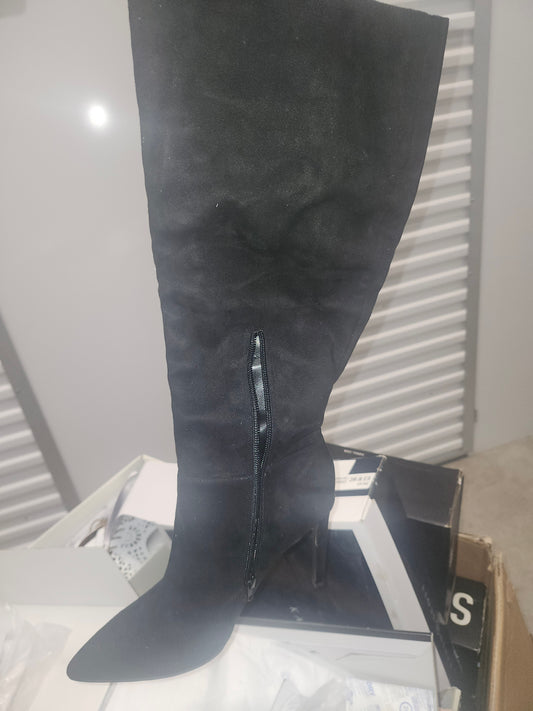 Nine West Telena Suede Knee-High Boots, Black, Size 7.5 M