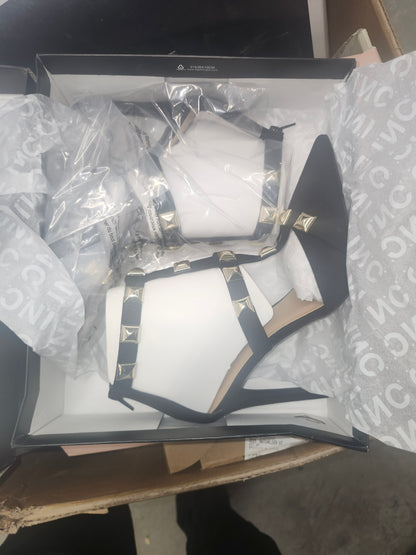 INC Syndia Black Studded Strappy Stiletto Pumps Size 10