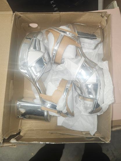 Kenneth Cole Reaction Reeva Platform Shoes, Silver, Size 9M