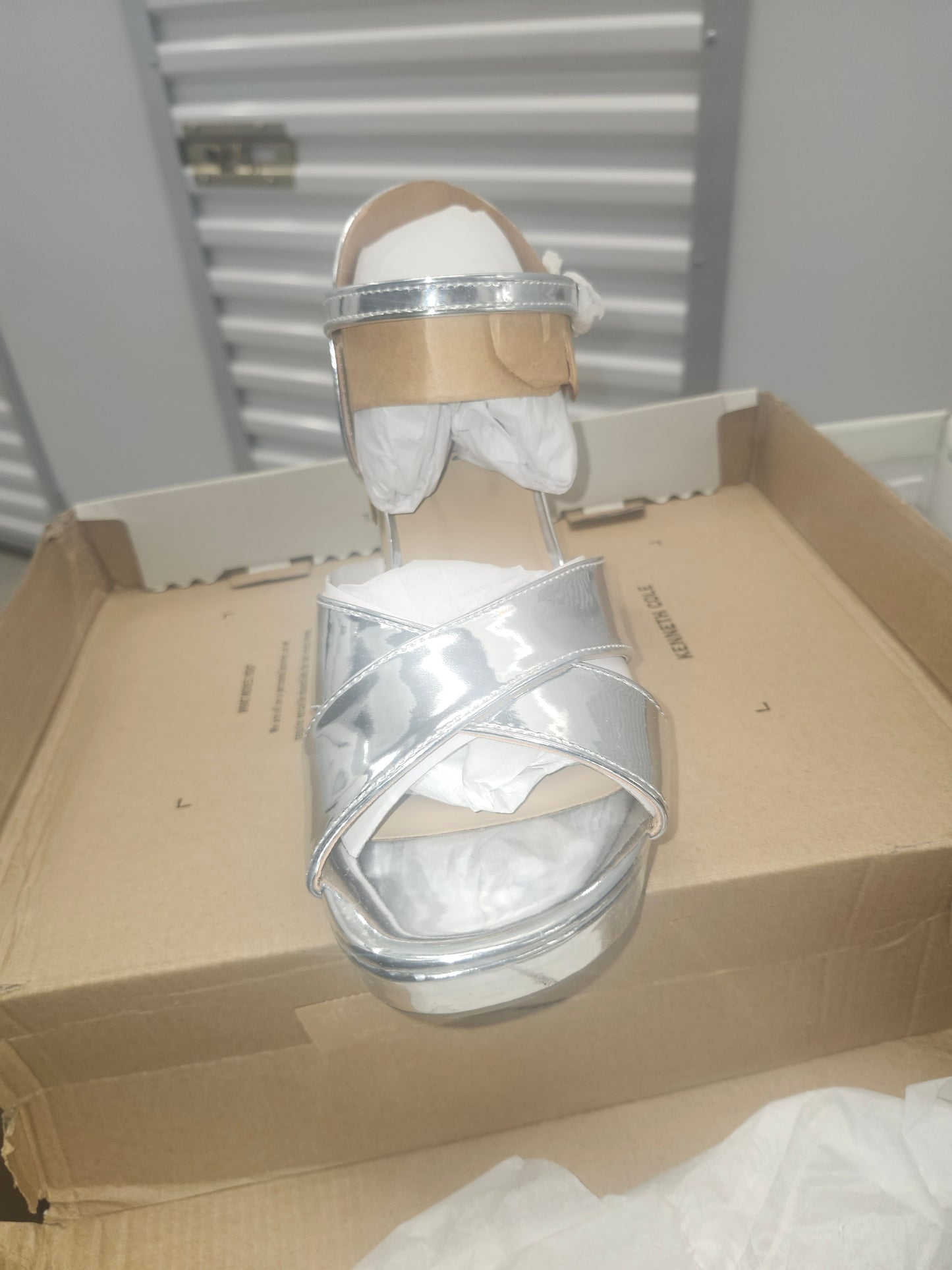 Kenneth Cole Reaction Reeva Platform Shoes, Silver, Size 9M