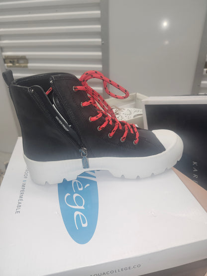 Aqua College GAIA Leather Ankle Boots Black 7.5M