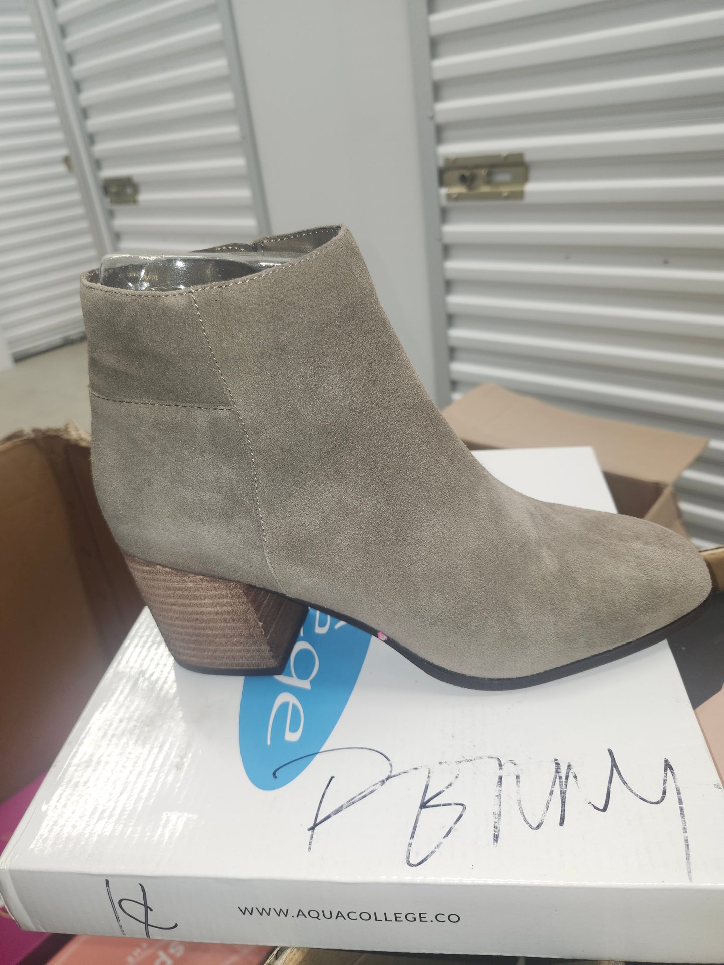 Aqua College Skyler Waterproof Suede Booties, Taupe Size 10M