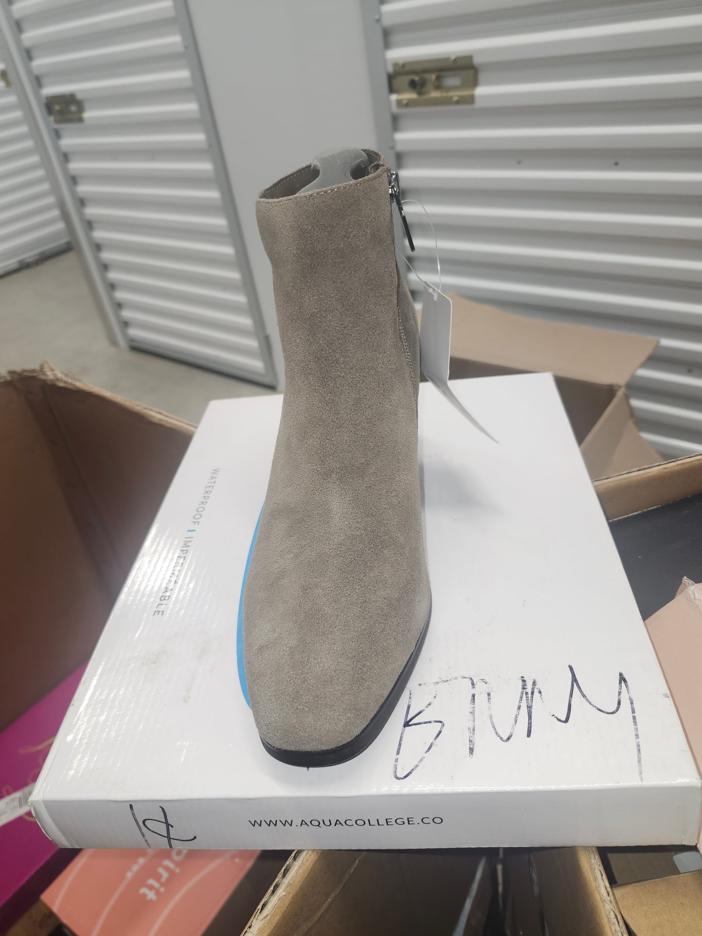 Aqua College Skyler Waterproof Suede Booties, Taupe Size 10M