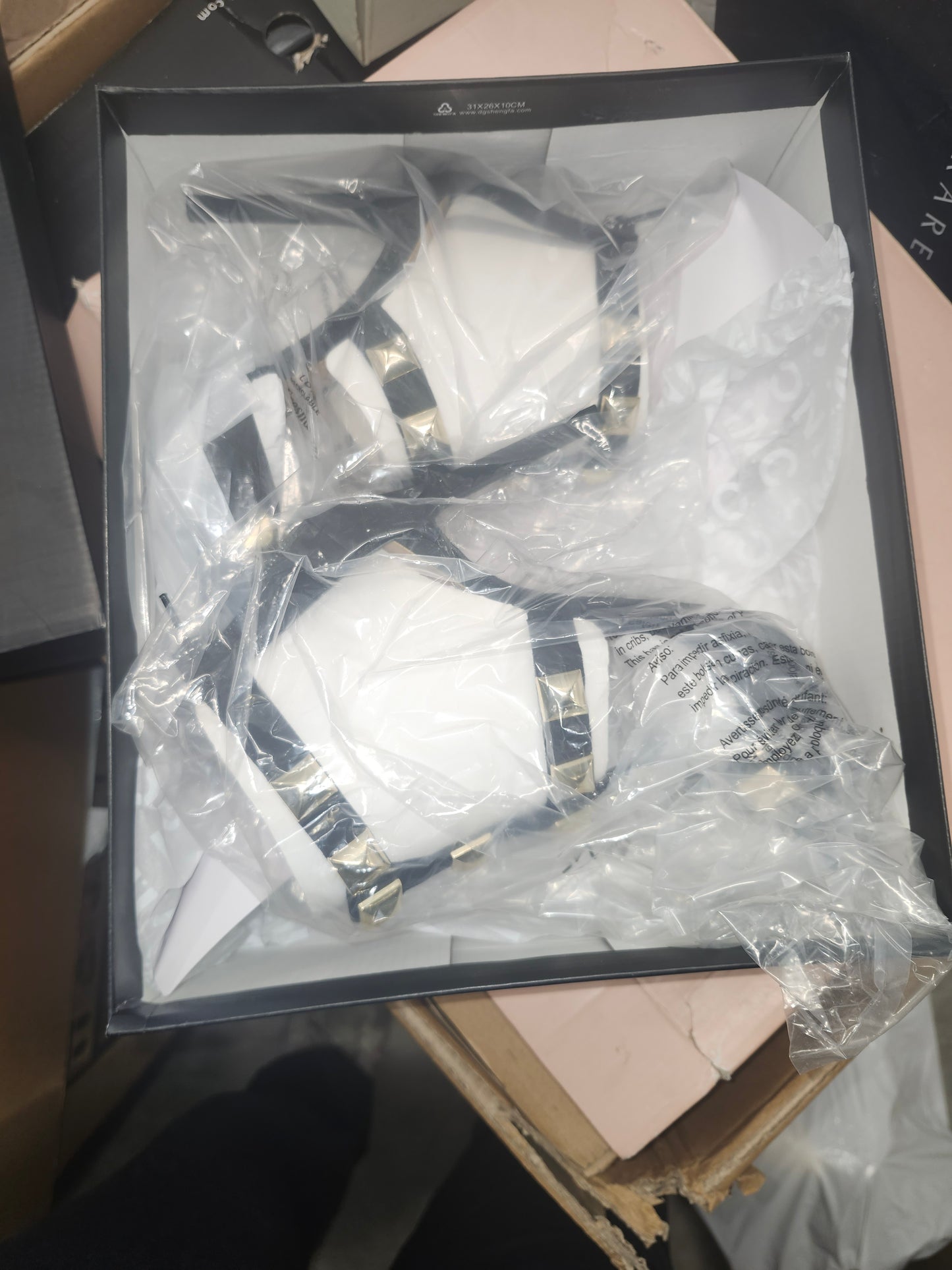 INC Syndia Black Studded Strappy Pointed Toe Stiletto Pumps