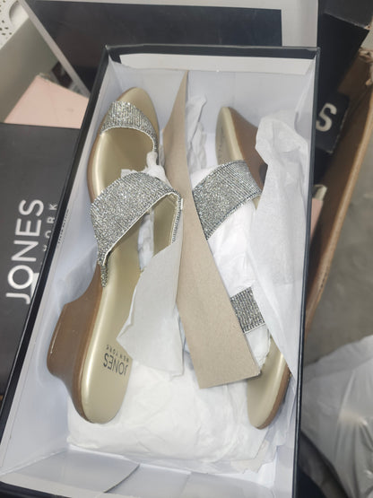 Jones New York Eanna Dress Sandals Silver/Gold, Size 9.5MUS