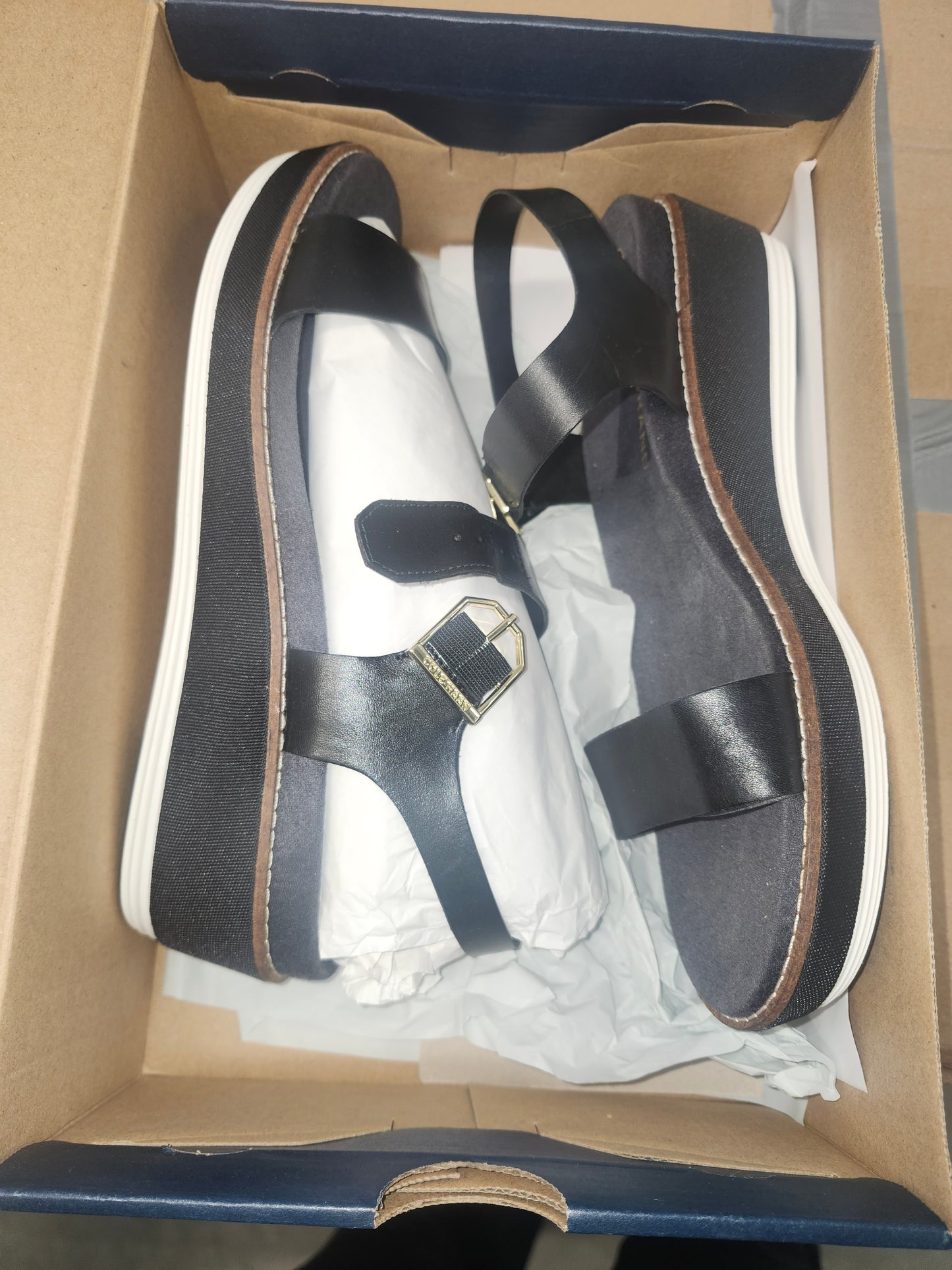 Cole Haan Original Grand Flatform Wedge Sandal, Size 9 Black Leather