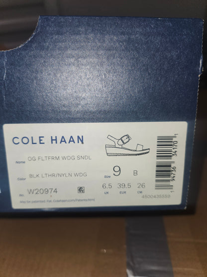 Cole Haan Original Grand Flatform Wedge Sandal, Size 9 Black Leather