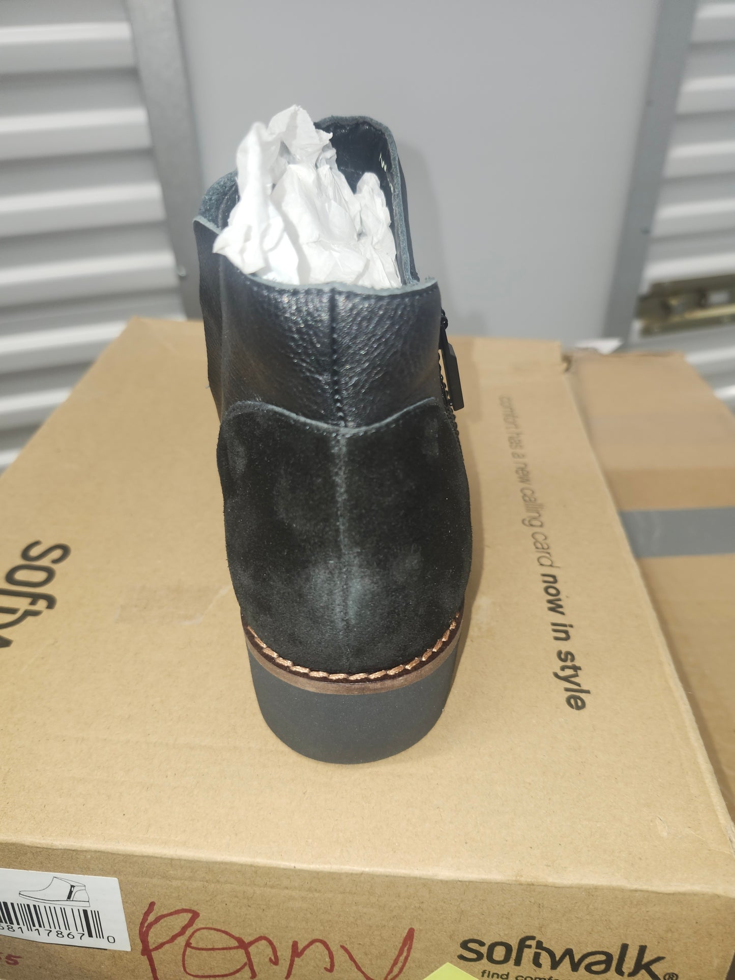 SoftWalk Wesley Bootie Black, Wide Width Size 7 W