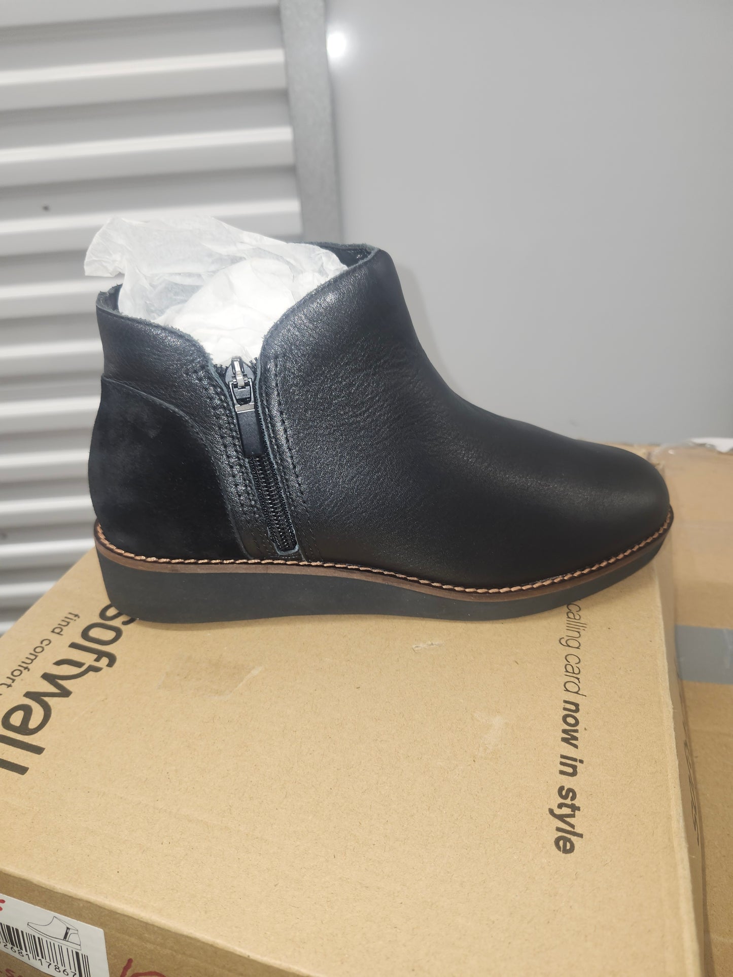 SoftWalk Wesley Bootie Black, Wide Width Size 7 W