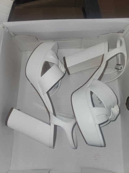 Marc Fisher Deren High Heel Platform Sandals, Size 7M US White.