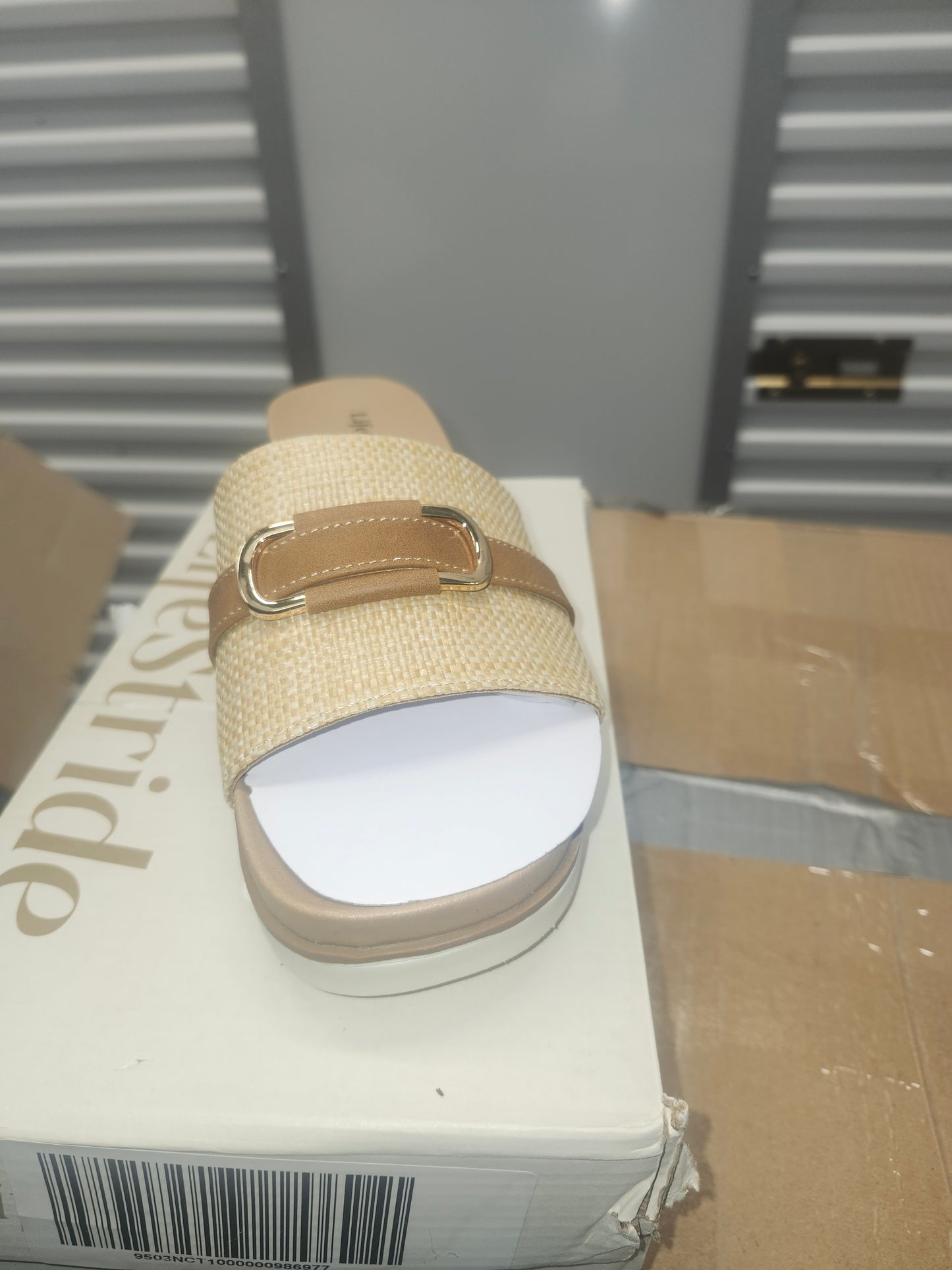 LifeStride Genevieve Slide Sandals 7.5MUS - Natural Tan Woven