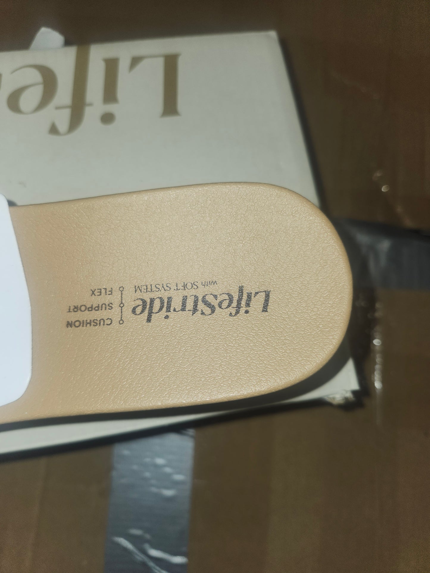 LifeStride Genevieve Slide Sandals 7.5MUS - Natural Tan Woven