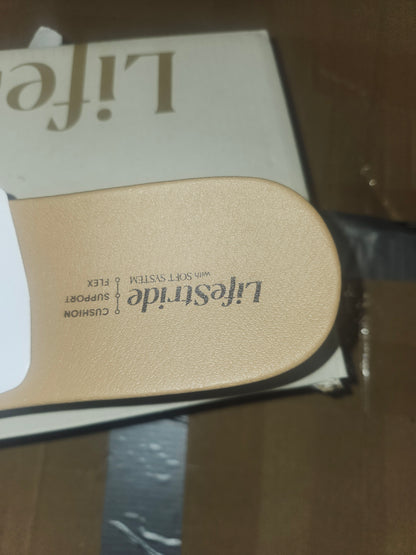 LifeStride Genevieve Slide Sandals 7.5MUS - Natural Tan Woven