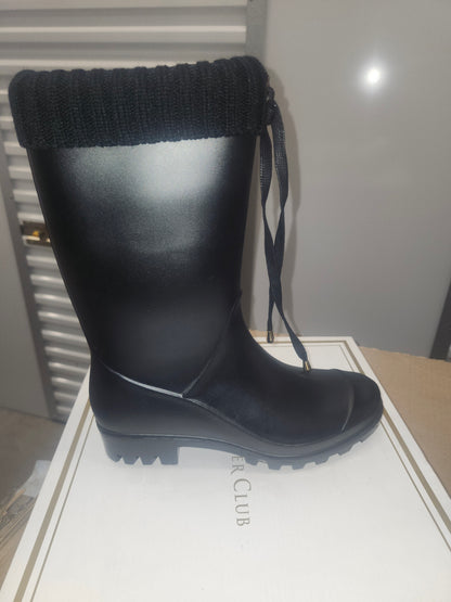 Charter Club Camylla Tall Rain Boots, Knit Collar, Size 7M