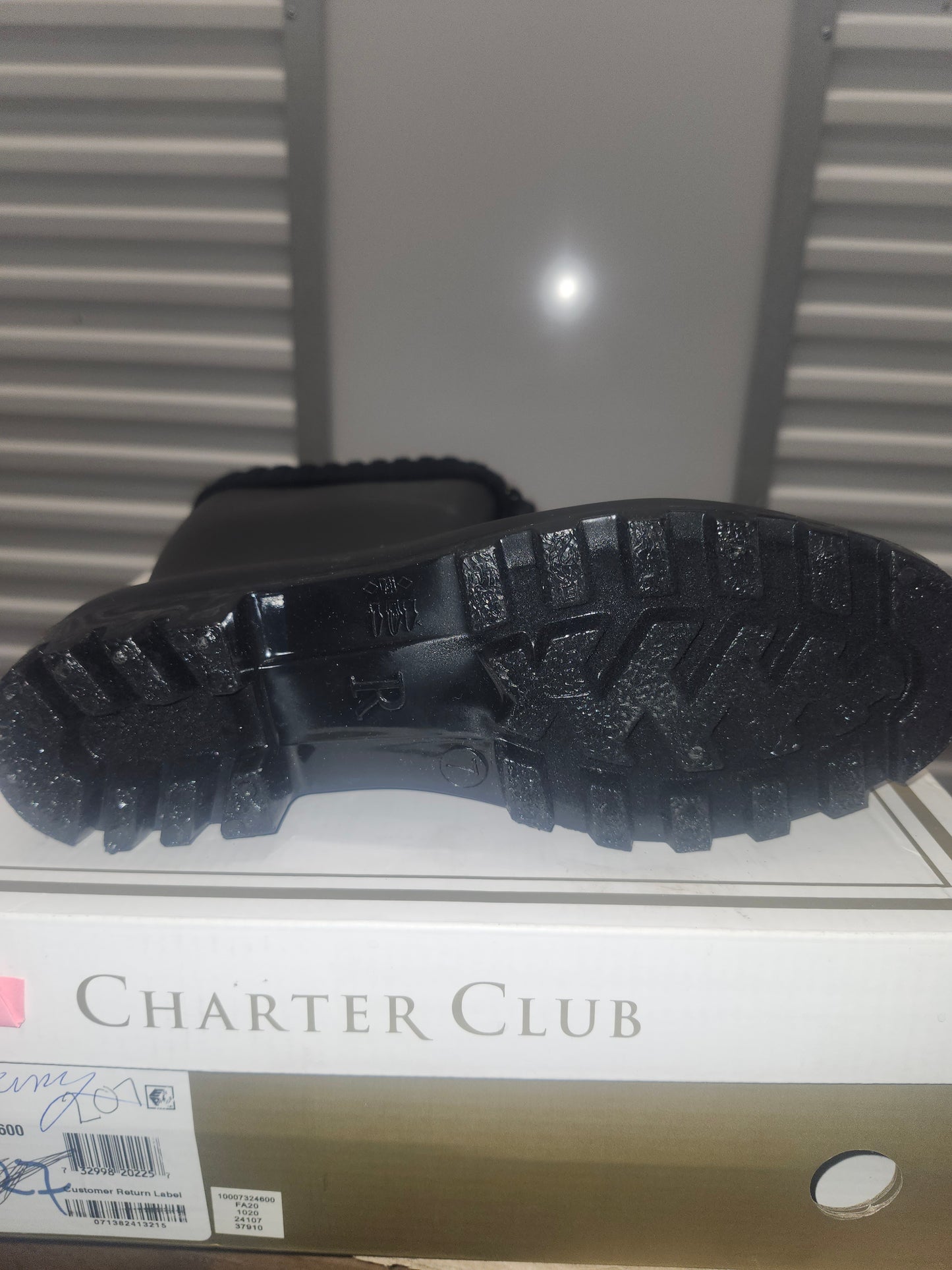 Charter Club Camylla Tall Rain Boots, Knit Collar, Size 7M