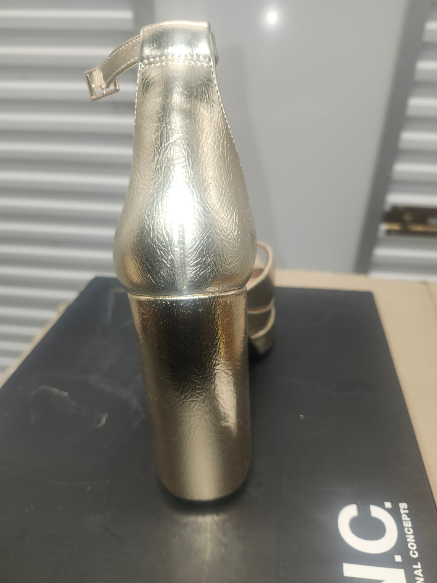 INC Arya Metallic Heeled Sandals, Gold, Size 8.5