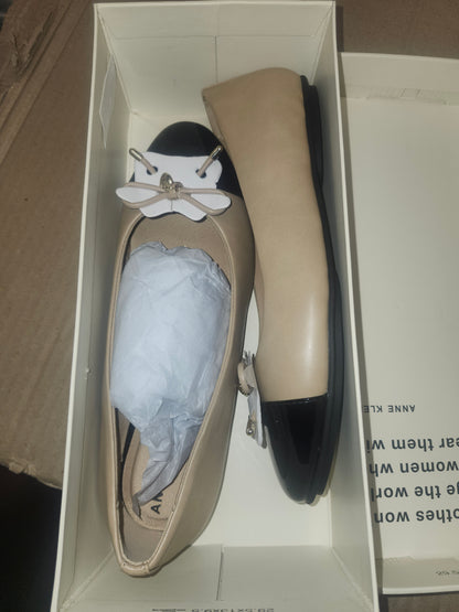 Anne Klein Luci Flat Shoes Nude Black Size 7.5 M