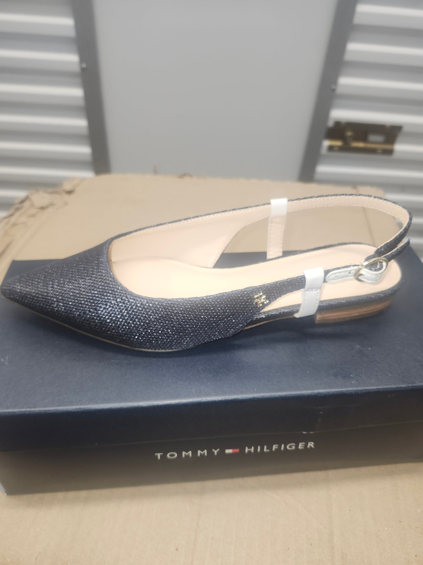 Tommy Hilfiger Vamina Slingback Flats Dark Blue, Size 7MUS