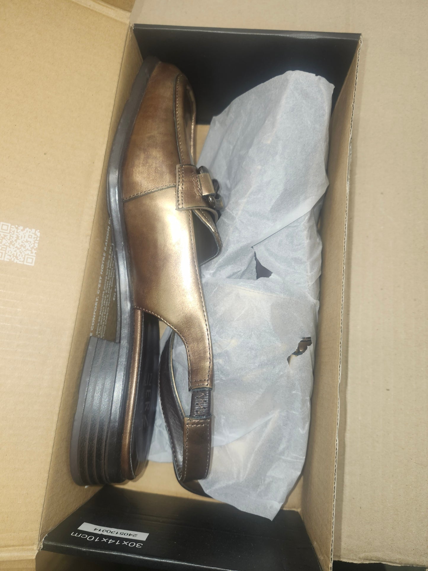 Naturalizer Frances Slingback Loafers Bronze Leather, Size 8.5WUS