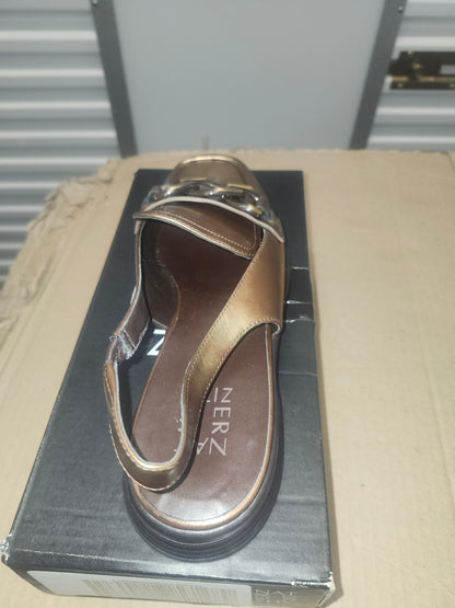 Naturalizer Frances Slingback Loafers Bronze Leather, Size 8.5WUS