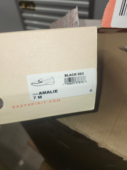 Easy Spirit Amalie EFlex Slip-On Loafers, Black Leather, Size 7MUS