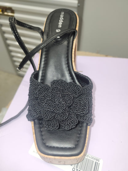 Madden Girl Black Flower Platform Dress Sandals, Size 7MUS
