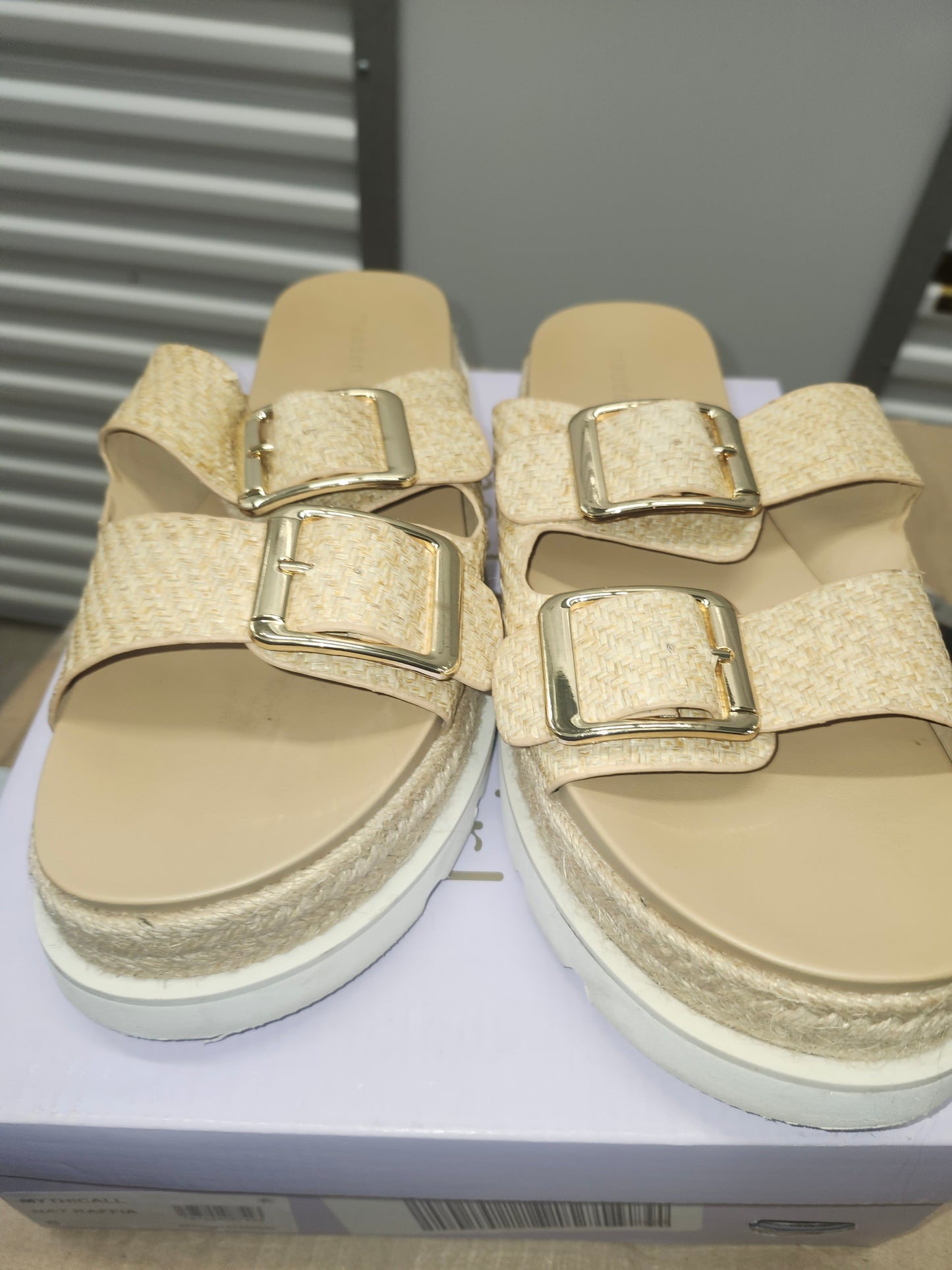 Madden Girl Mythical Natural Raffia Heel Shoes, Size 8 M