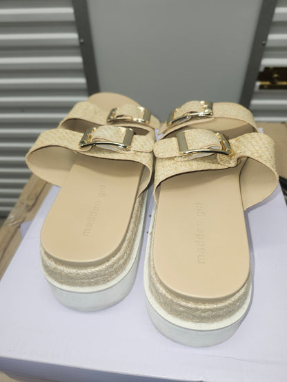 Madden Girl Mythical Natural Raffia Heel Shoes, Size 8 M