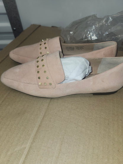 Rockport Women’s TruTech Loafer Shoes Pink Suede Gold Detail Slip Ons 7.5 US