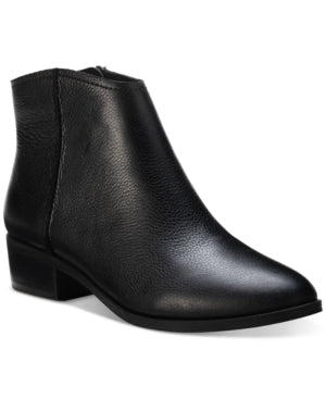 Sun + Stone Jolene Leather Ankle Booties Black, Size 7.5M