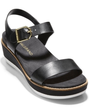 Cole Haan Original Grand Flatform Wedge Sandal, Size 9 Black Leather