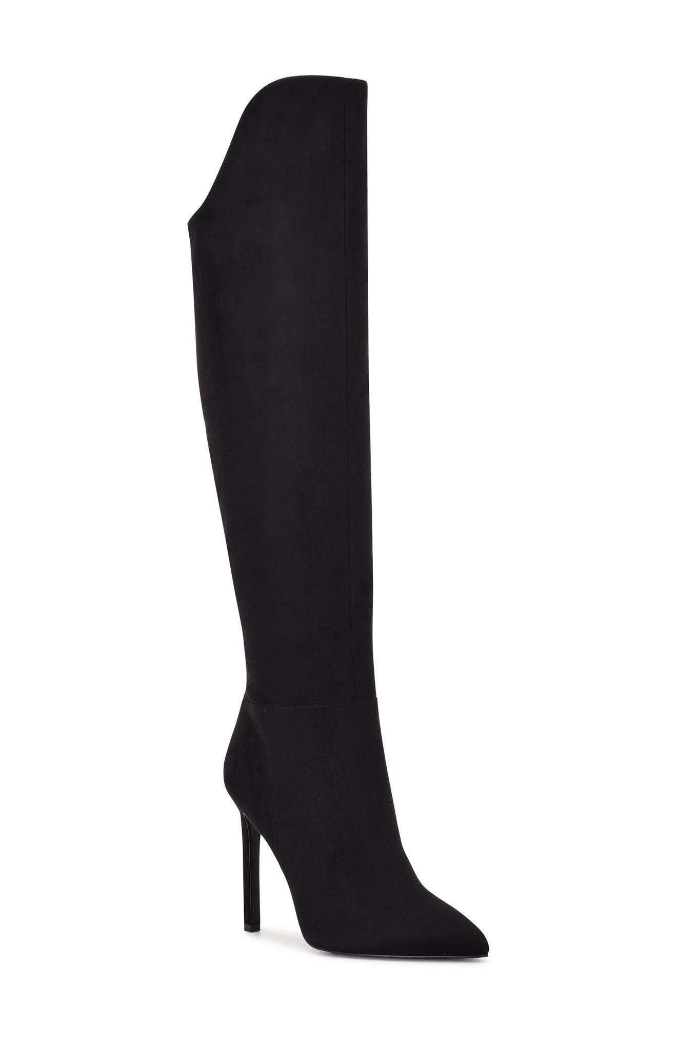 Nine West Telena Suede Knee-High Boots, Black, Size 7.5 M