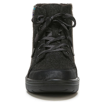 Bzees Brooklyn Lace-Up Wedge Boots, Black Heathered, Size 9.5