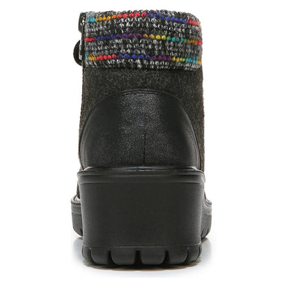 Bzees Brooklyn Lace-Up Wedge Boots, Black Heathered, Size 9.5