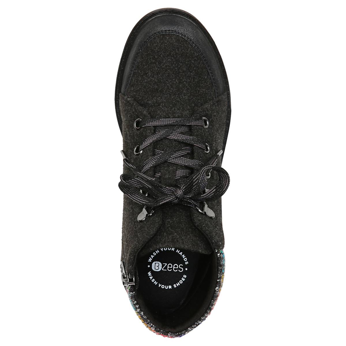 Bzees Brooklyn Lace-Up Wedge Boots, Black Heathered, Size 9.5