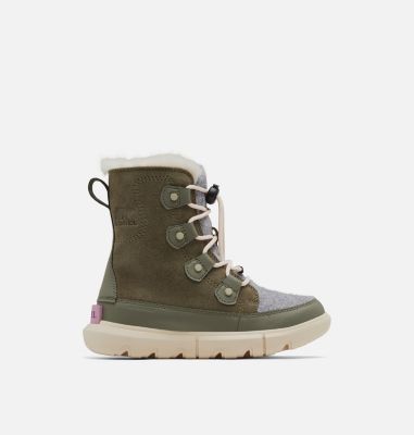 Sorel Youth Explorer Lace WP Boot Size 5 - Stone Green