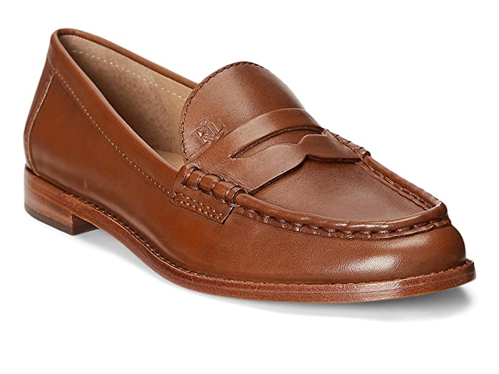 Lauren Ralph Lauren Wynnie Loafer, Deep Saddle Tan, Size 6.5 B