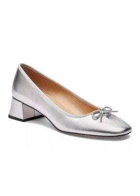 COACH Ava Ballet Pumps Silver Leather Size 10 B - Medium