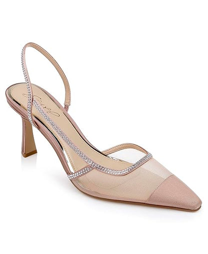 Jewel Badgley Mischka Women's Tammy Mesh Slingback Pumps - Blush Mesh