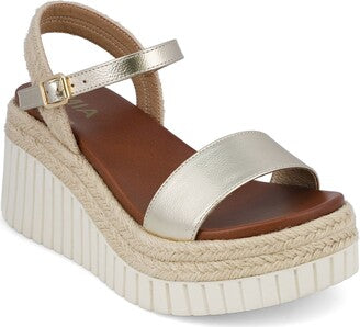 MIA Yoshi Ecru Wedge Shoes, Faux Leather, Size 7