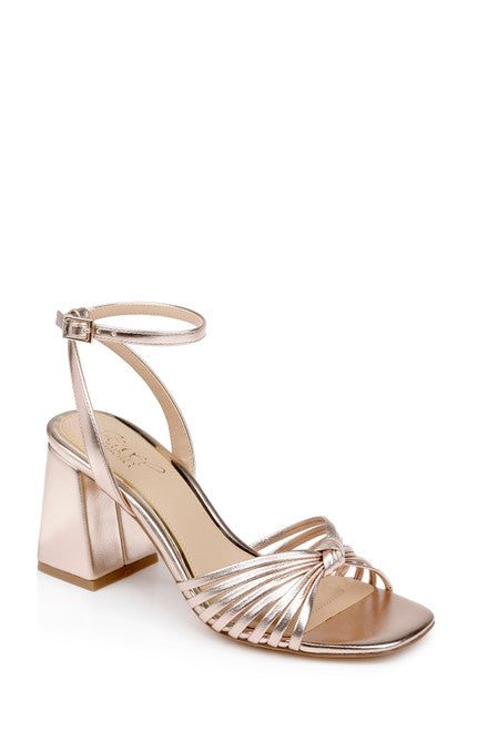 Jewel Badgley Mischka Women's Nariah Block Heel Sandals - Gold Leather