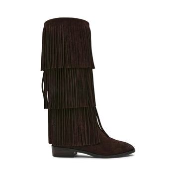 Steve Madden Women's Spur Knee-High Fringe Boots - Brown Suede