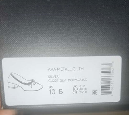 COACH Ava Ballet Pumps Silver Leather Size 10 B - Medium